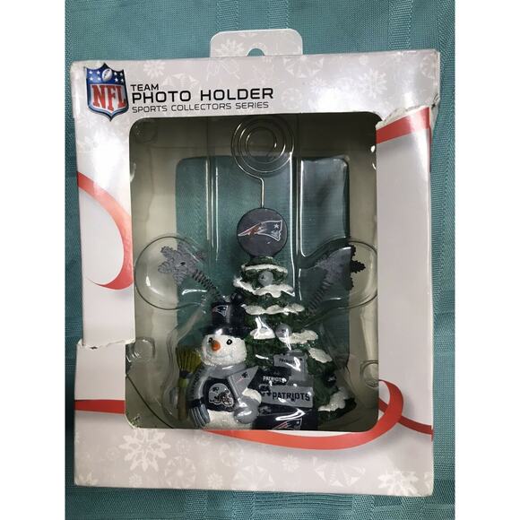 New England Patriots NFL Team Snowman/Tree Photo Holder NIB 2015 - Picture 1 of 6